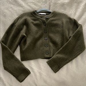 Olive Green zara crop Sweater